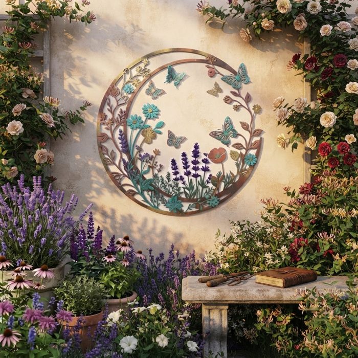 Butterfly Wildflower Metal Wall Art