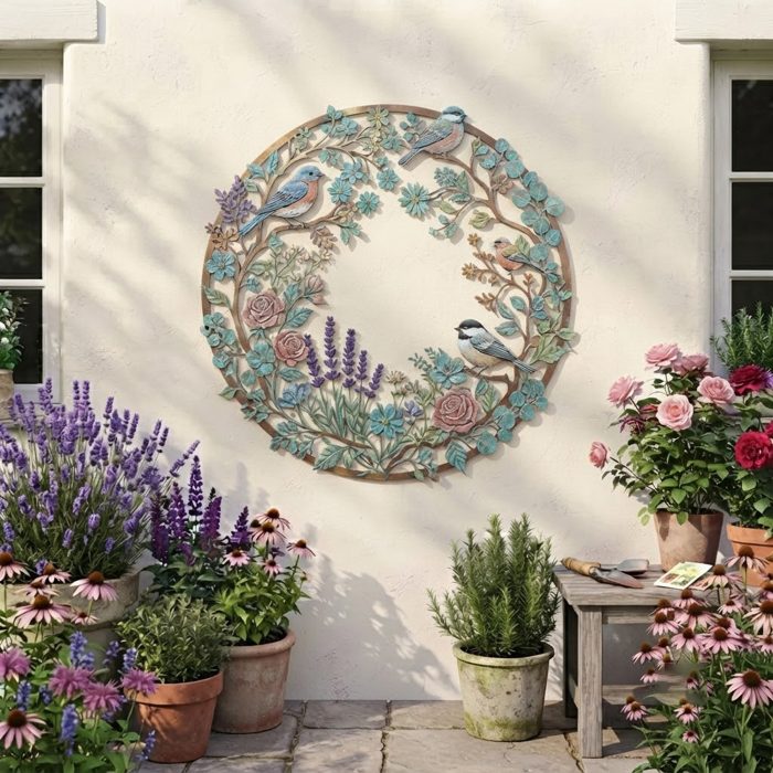 Bird Wreath Metal Wall Art