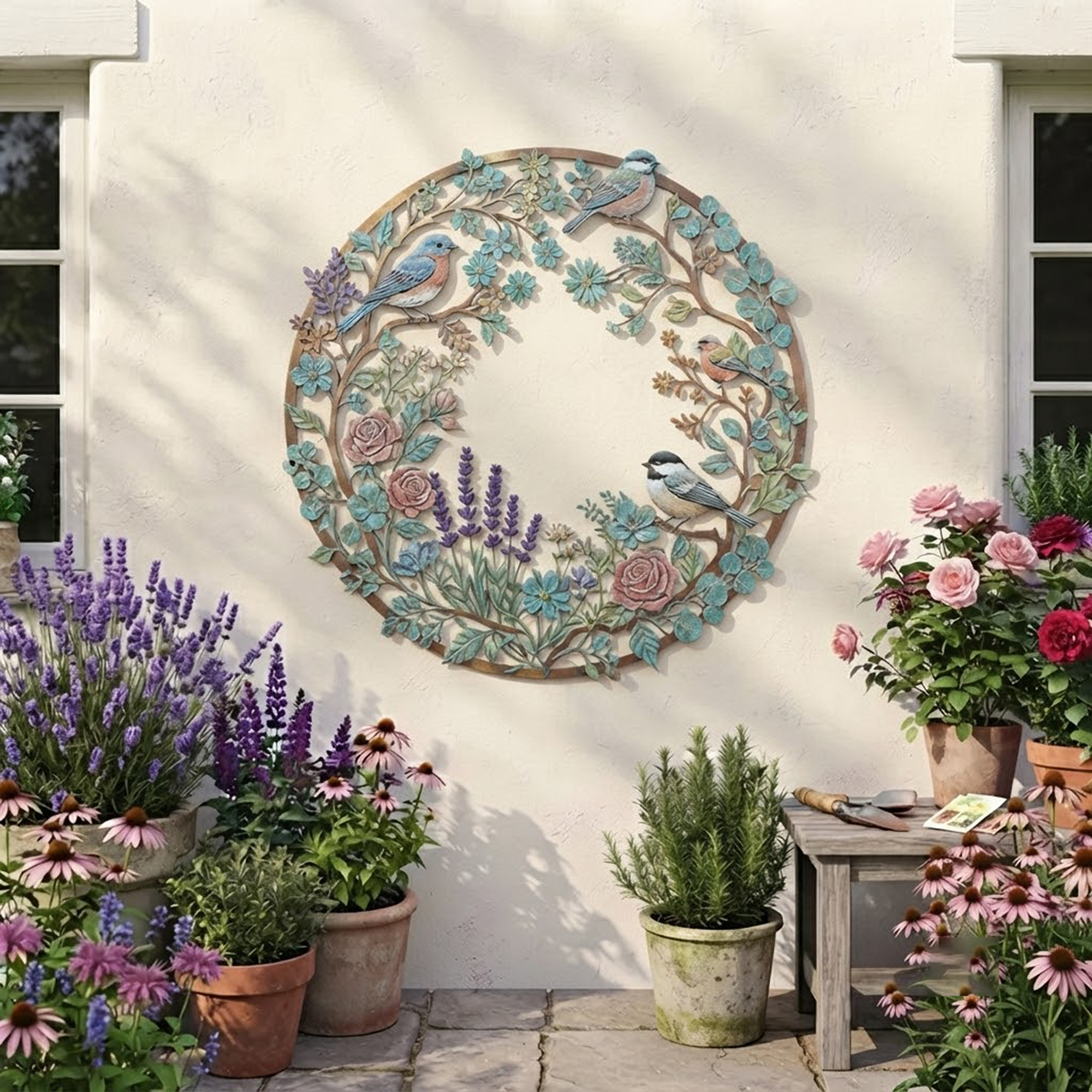 Bird Wreath Metal Wall Art