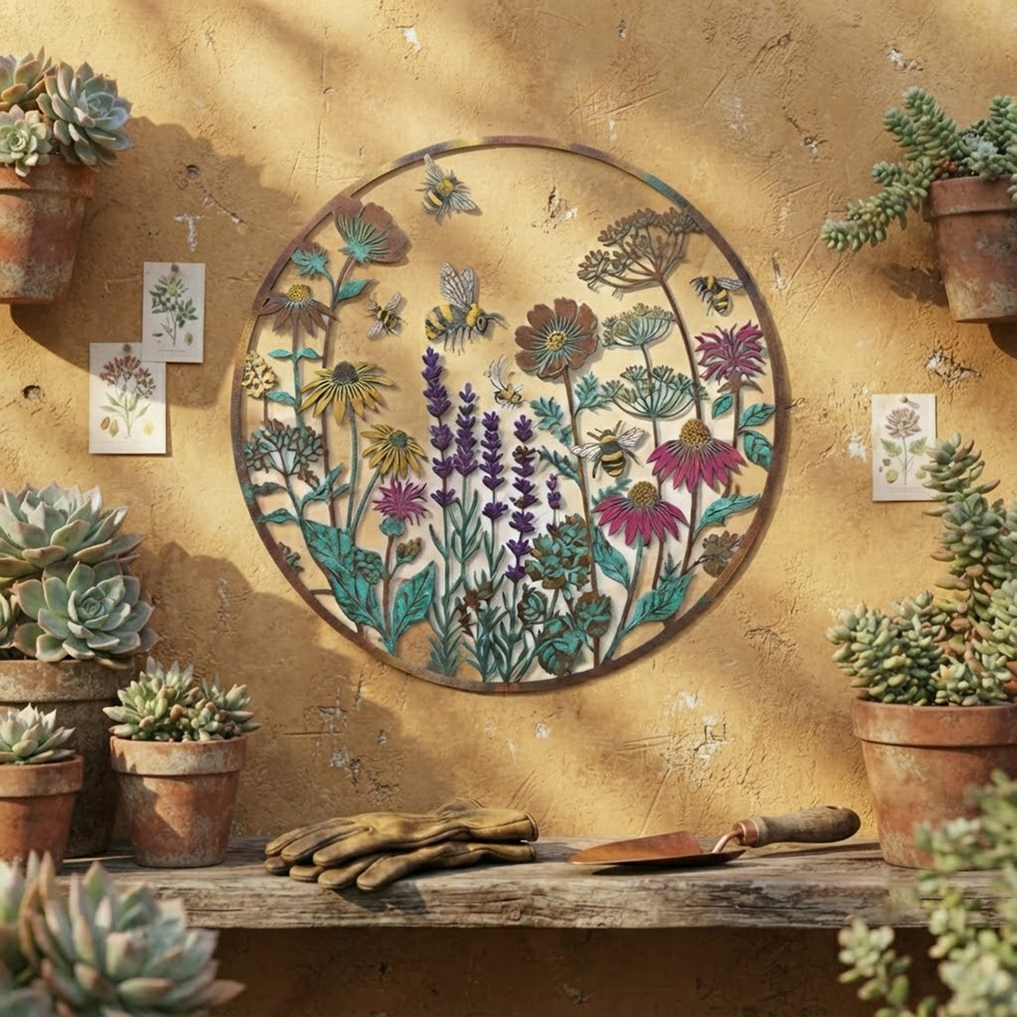 Wildflower Bee Metal Wall Art - product view 3