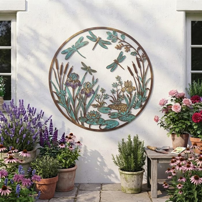 Dragonfly Pond Metal Wall Art