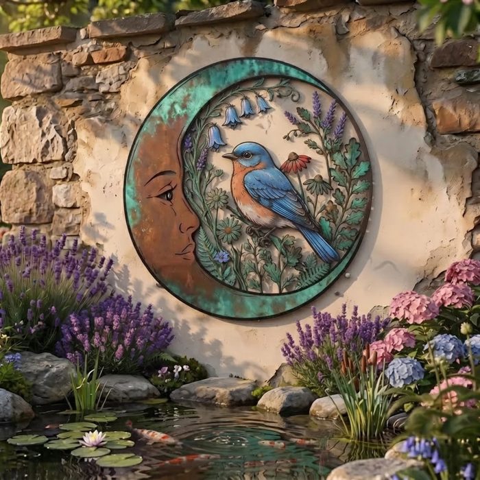 Bluebird Moon Metal Wall Art