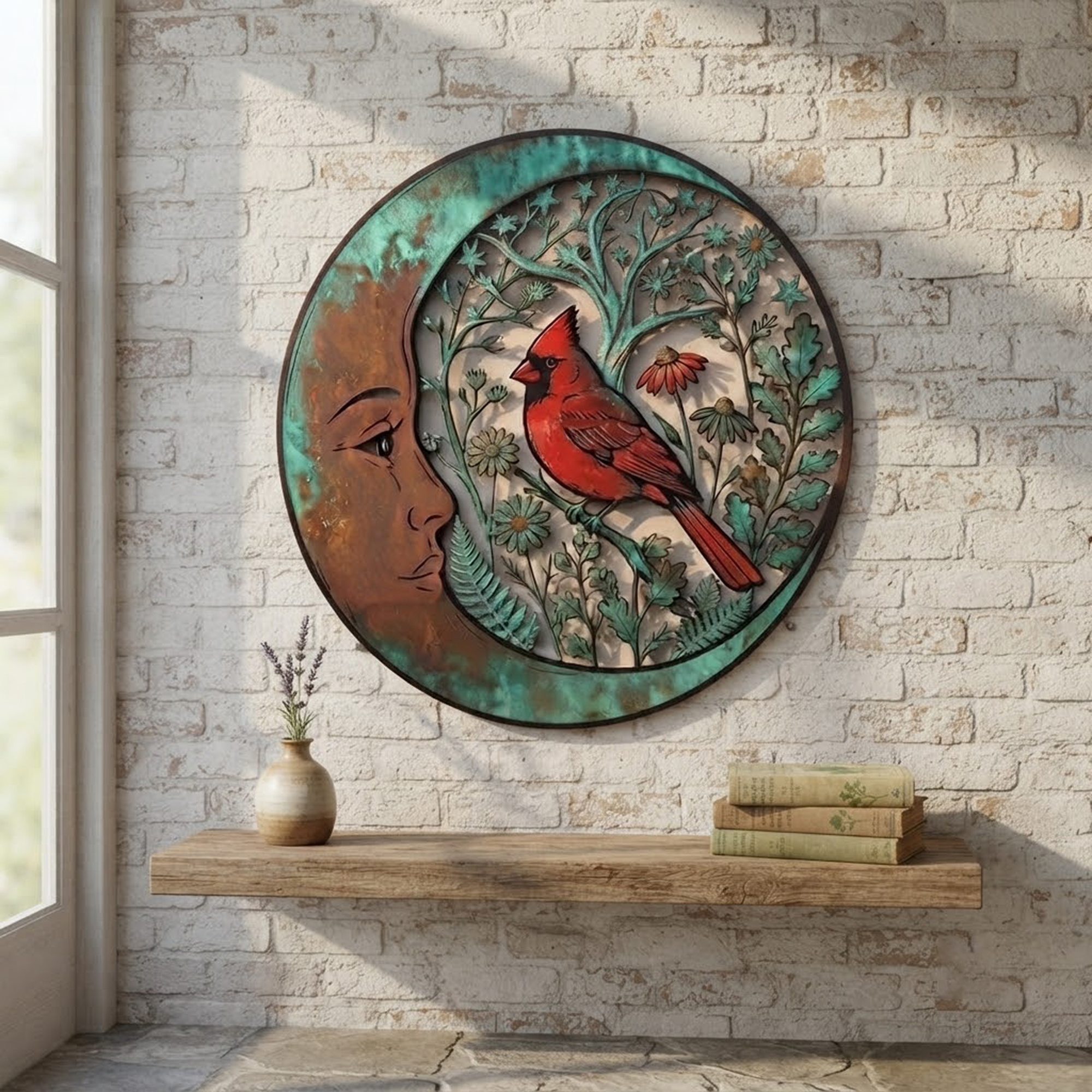 Cardinal Moon Metal Wall Art - product view 2