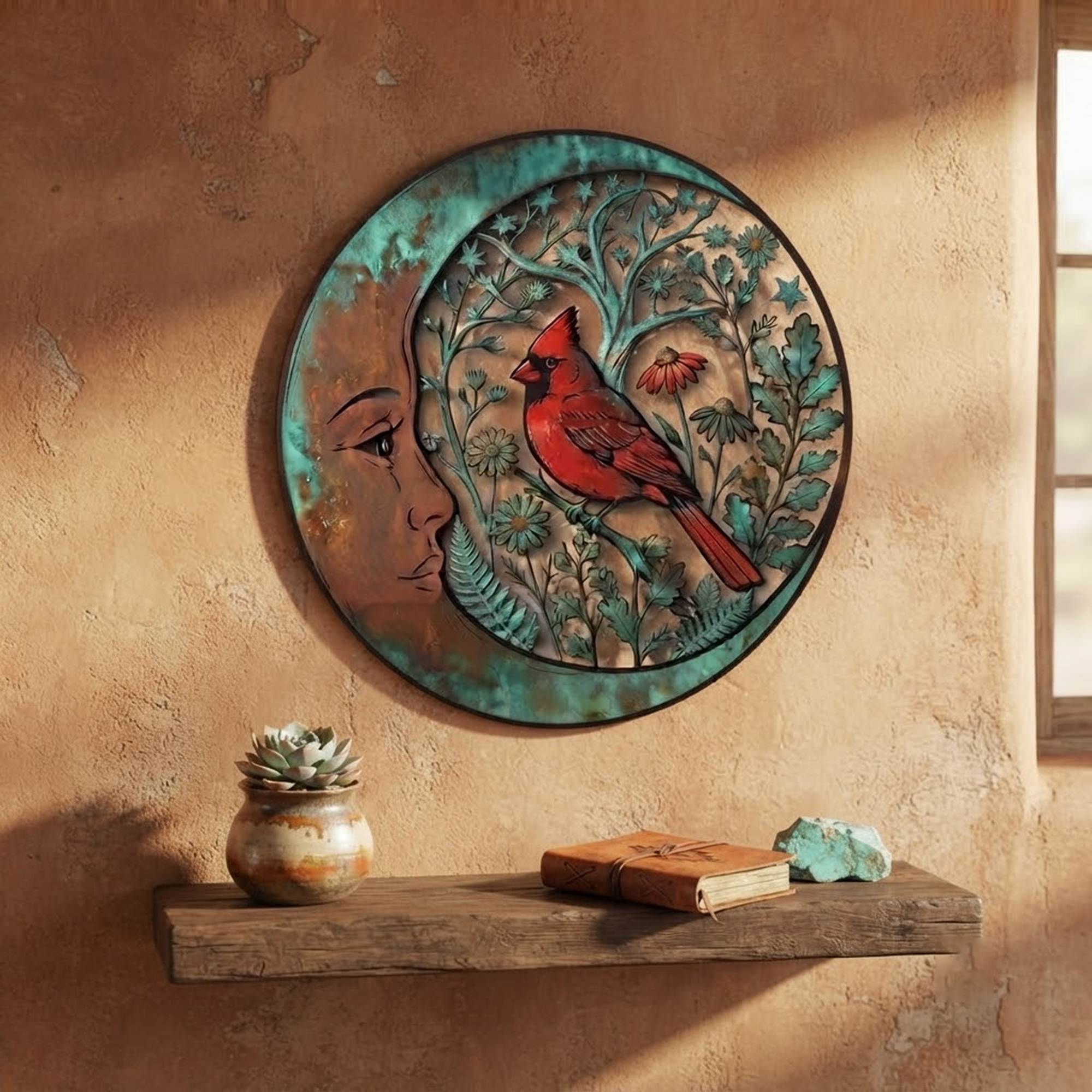 Cardinal Moon Metal Wall Art - product view 3