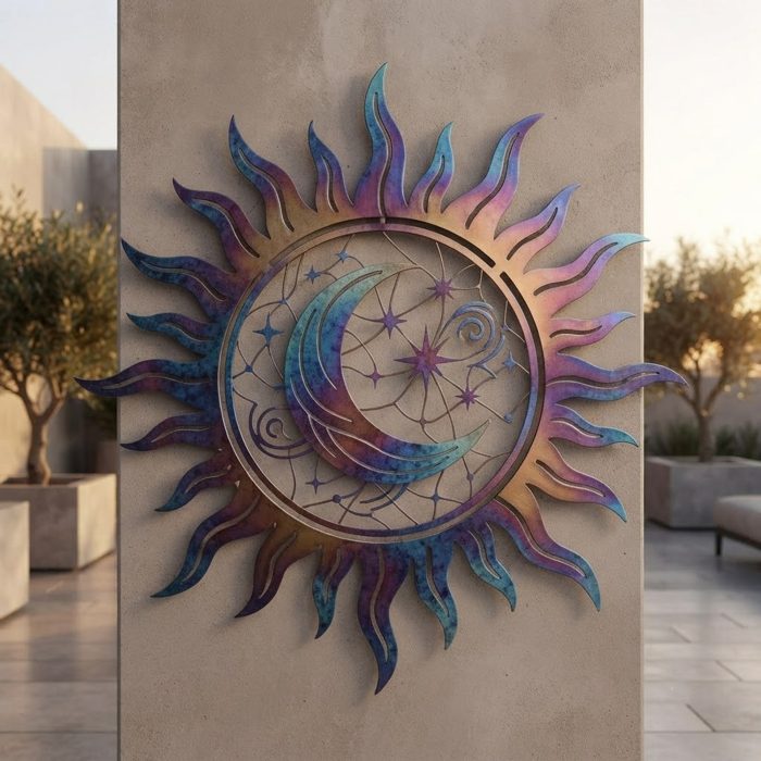 Celestial Sun Moon Metal Wall Art