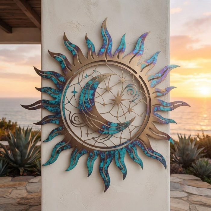 Celestial Sun Moon Metal Wall Art
