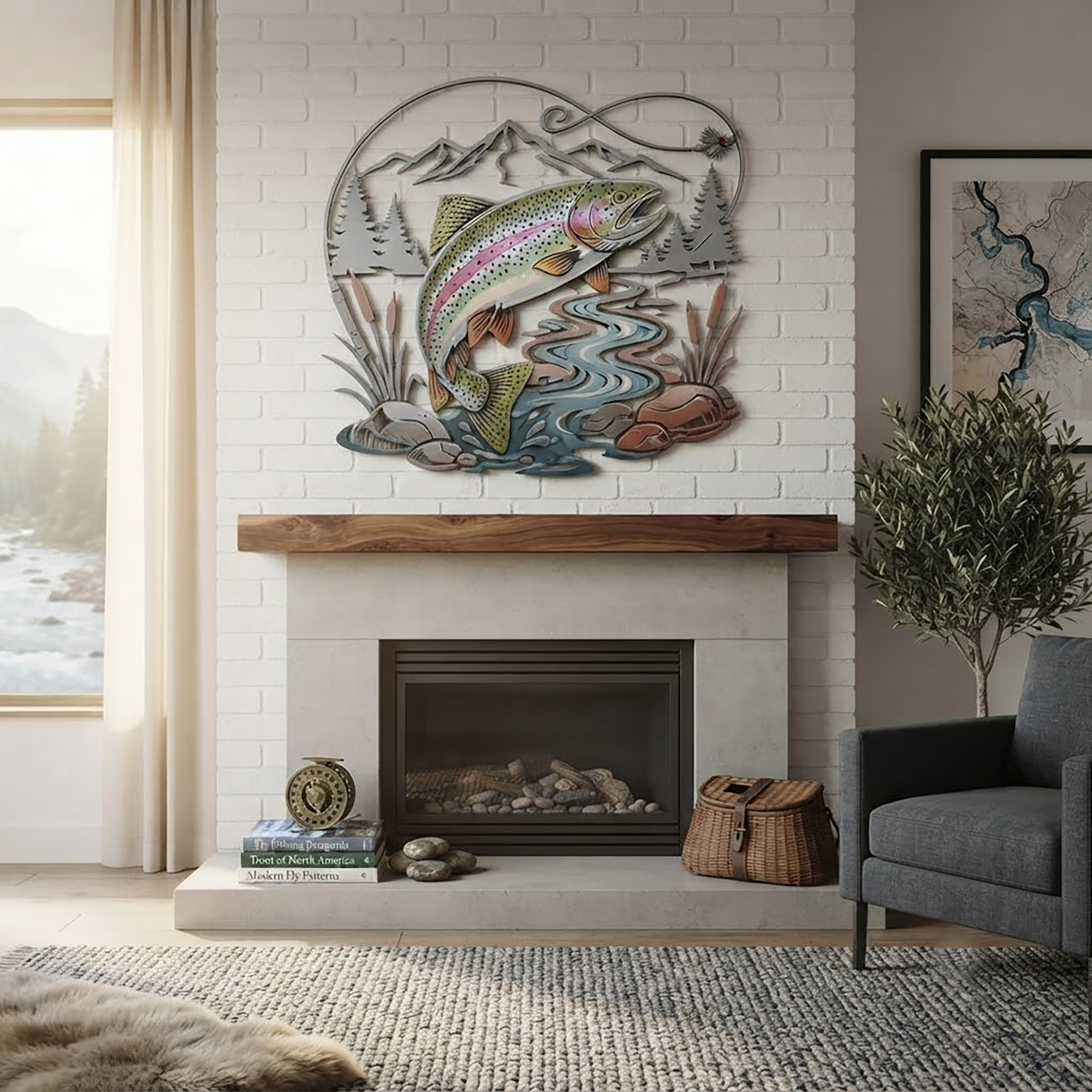 Rainbow Trout Metal Wall Art - product view 2