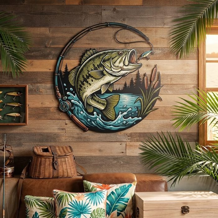 Bass Fishing Metal Wall Art