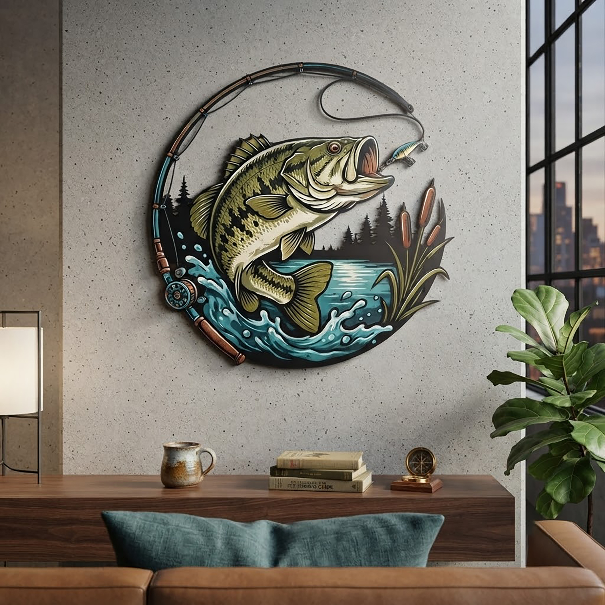 Bass Fishing Metal Wall Art - product view 2