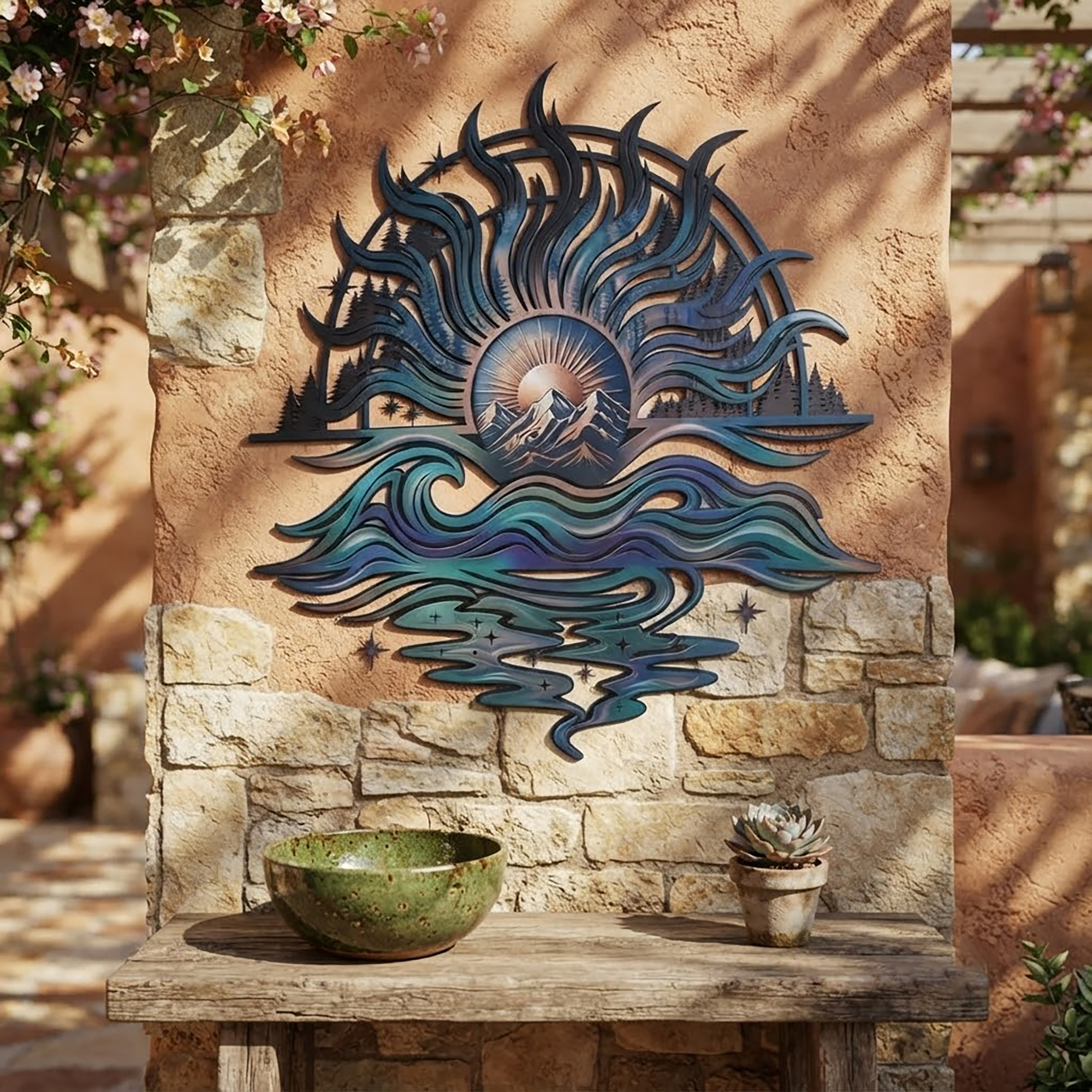 Sun and Ocean Metal Wall Art - product view 2