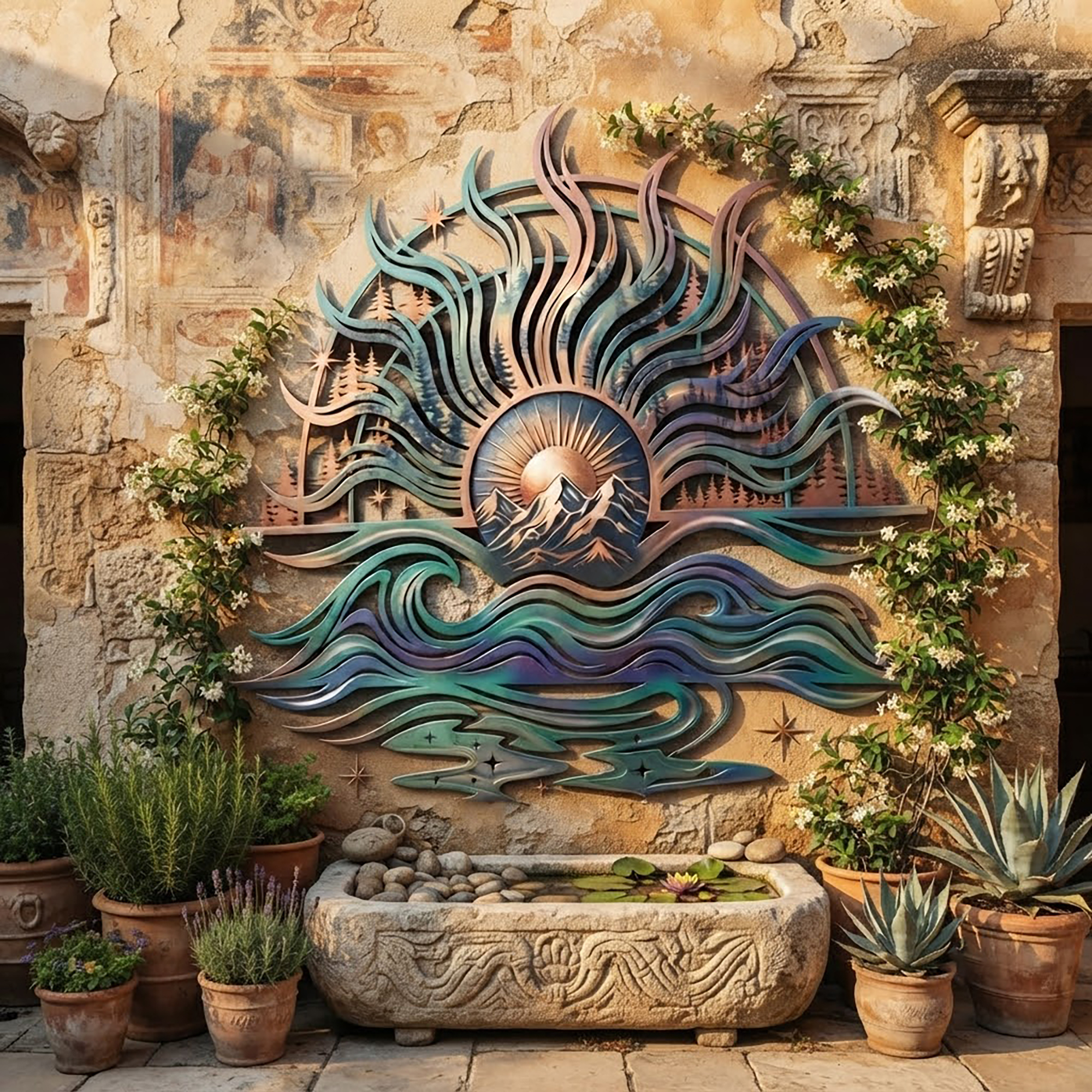 Mountain Sun Metal Wall Art - product view 2