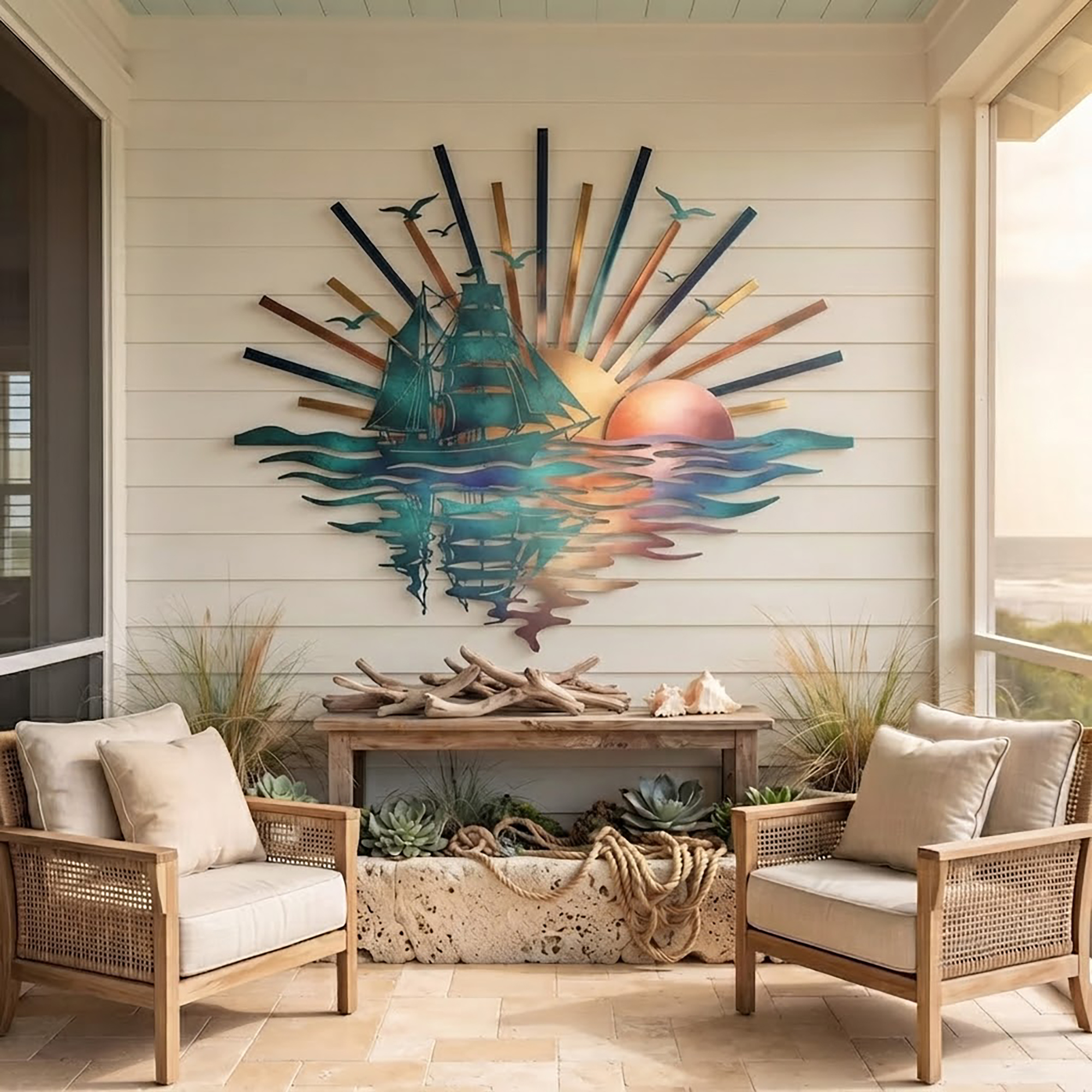 Sailboat Sunset Metal Wall Art