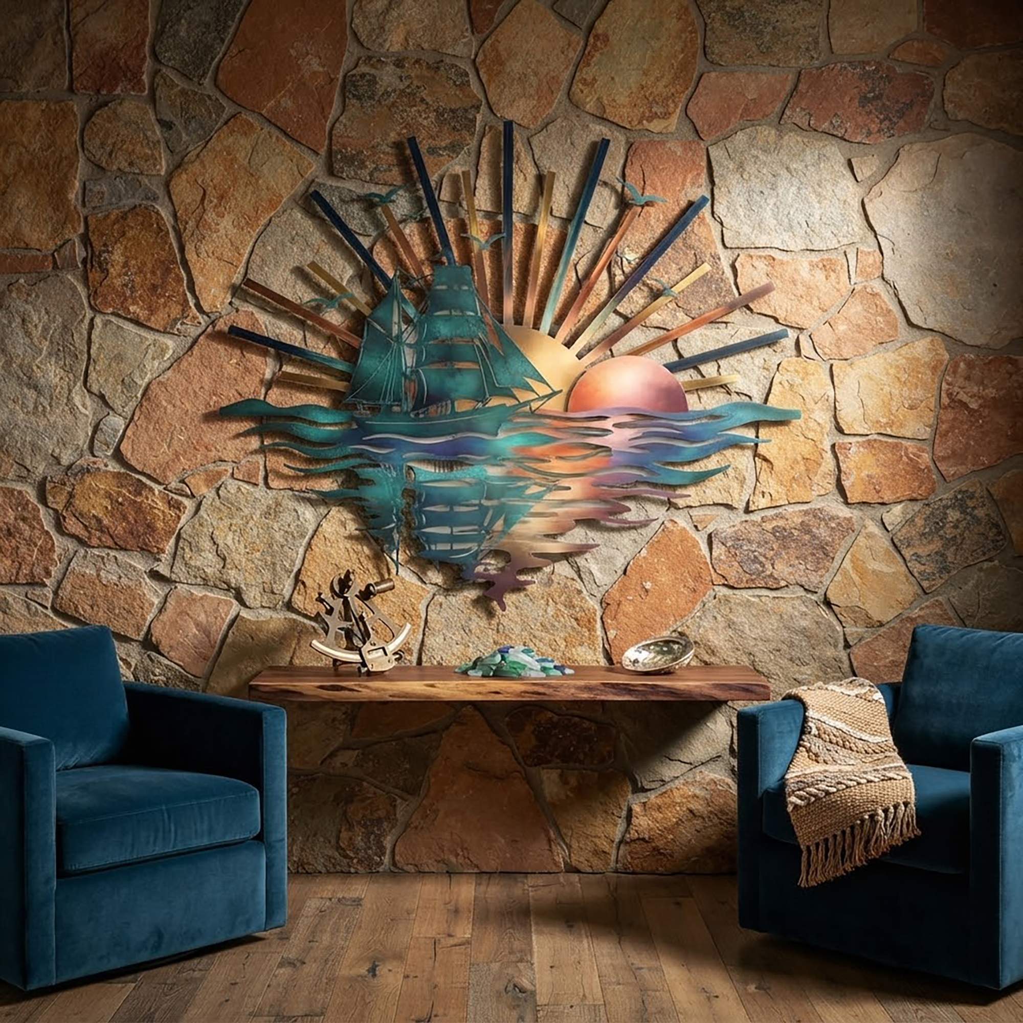 Sailboat Sunset Metal Wall Art - product view 2