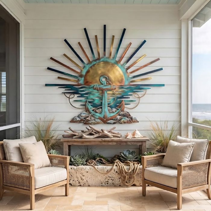 Anchor Sunset Metal Wall Art