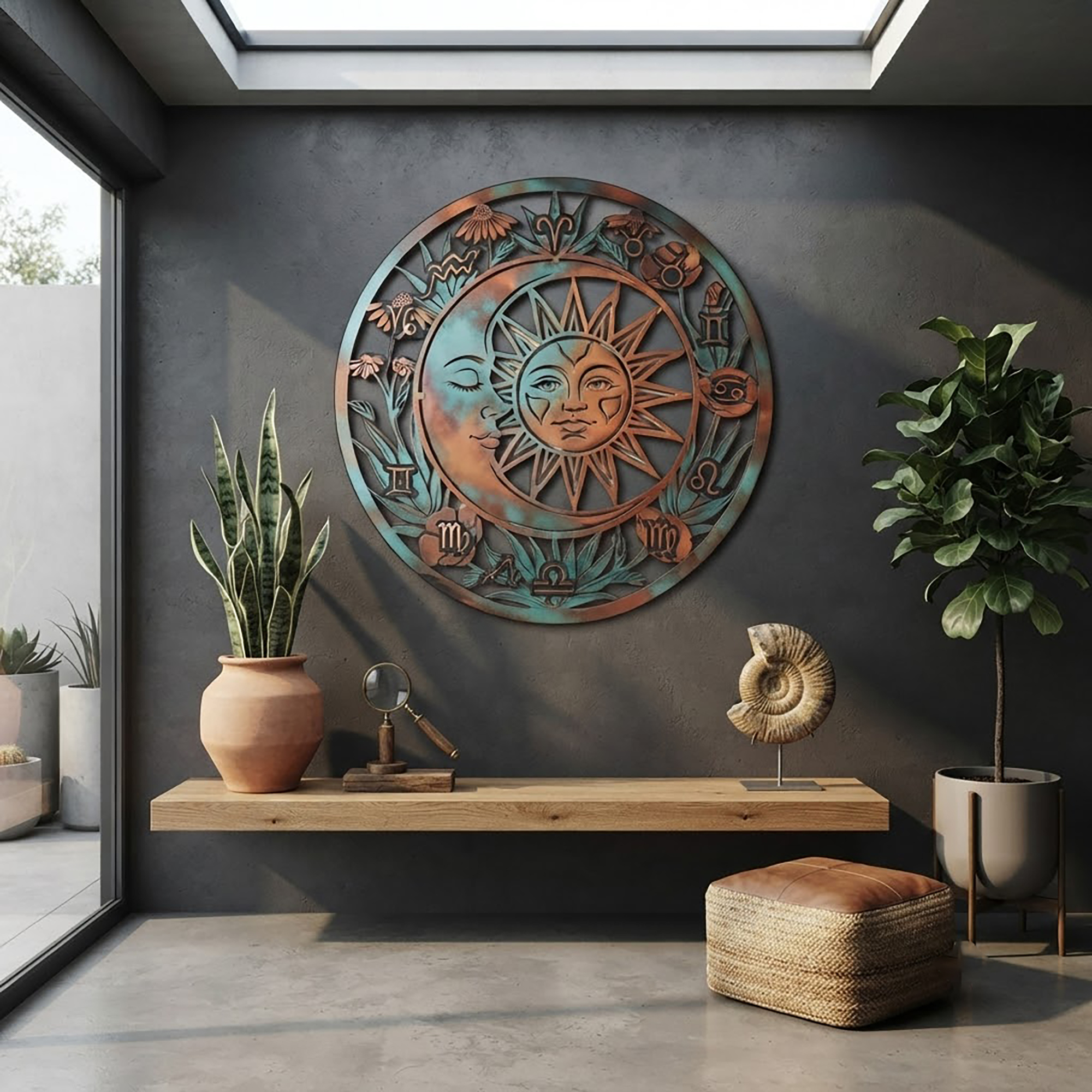 Zodiac Sun and Moon Metal Wall Art - product view 2