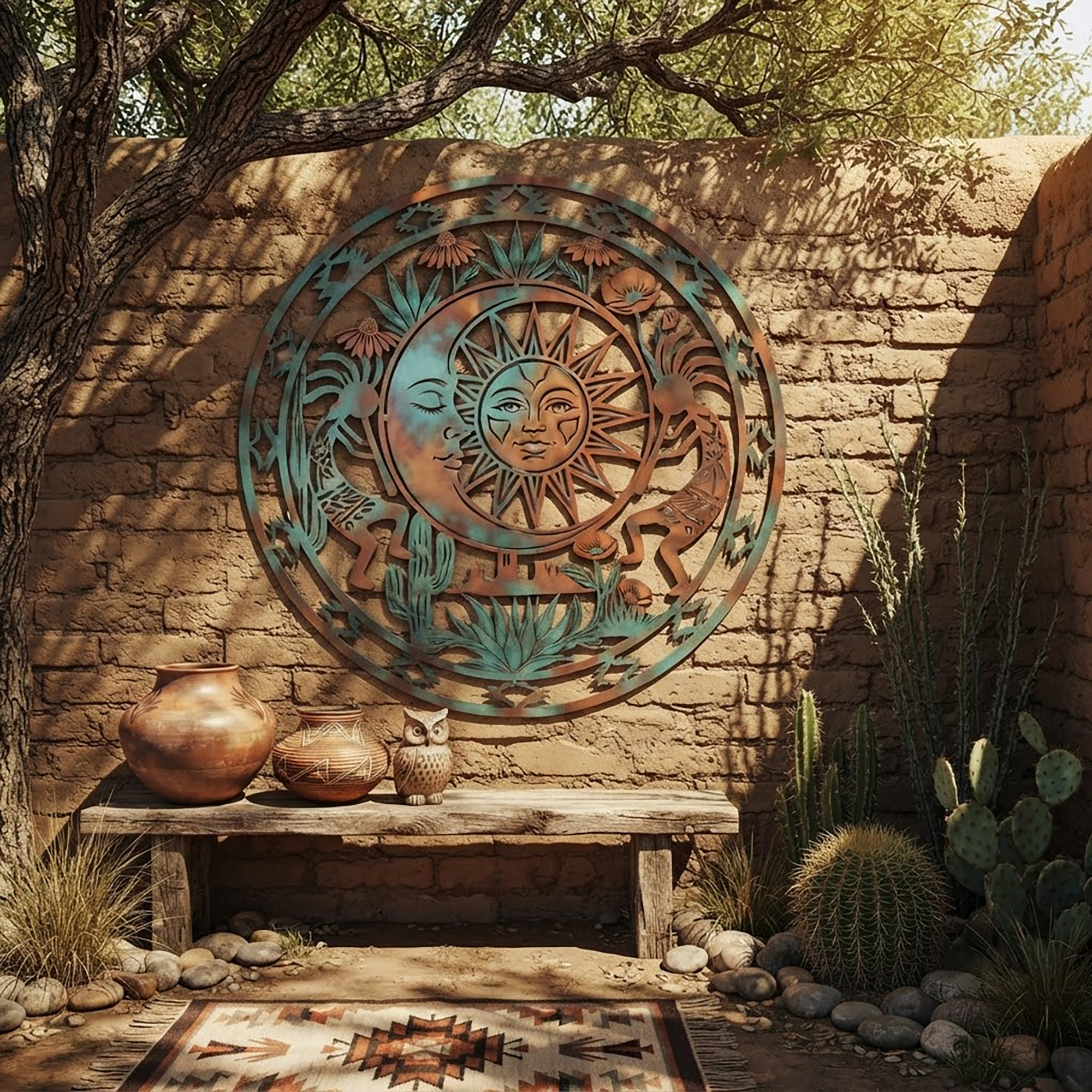 Southwest Sun and Moon Metal Wall Art - product view 2