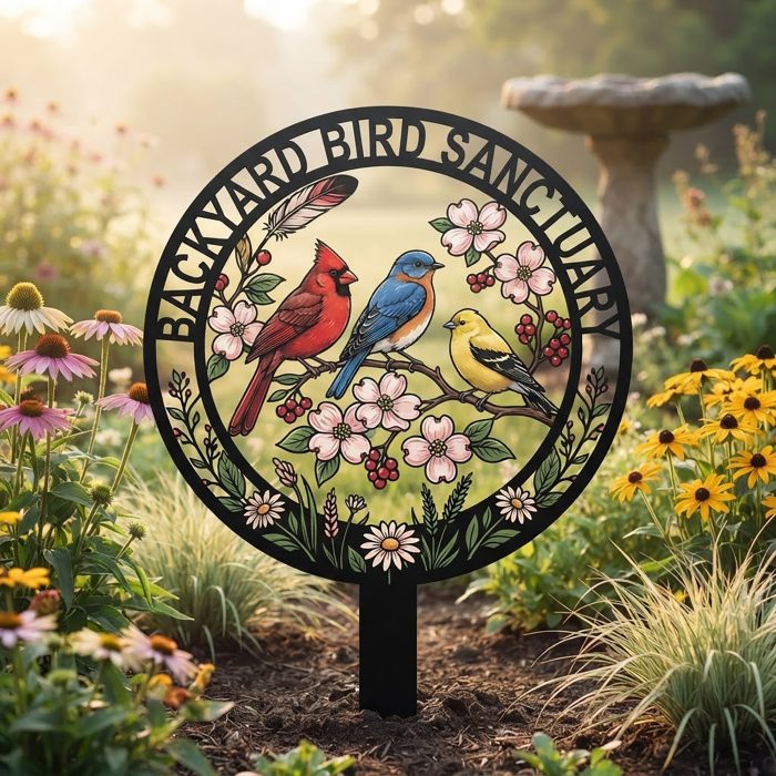 Backyard Bird Sanctuary Garden Stake