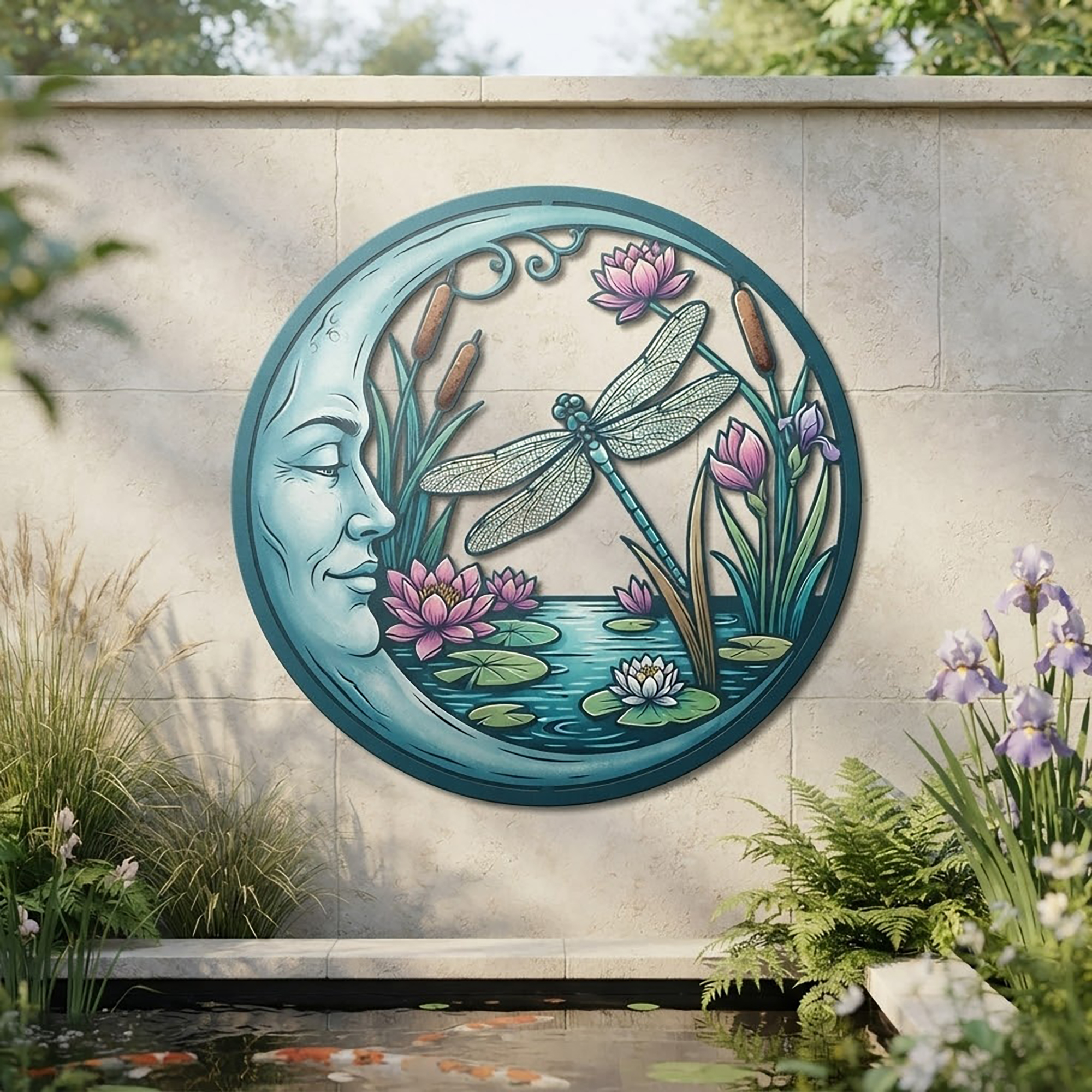 Dragonfly Moon Metal Wall Art