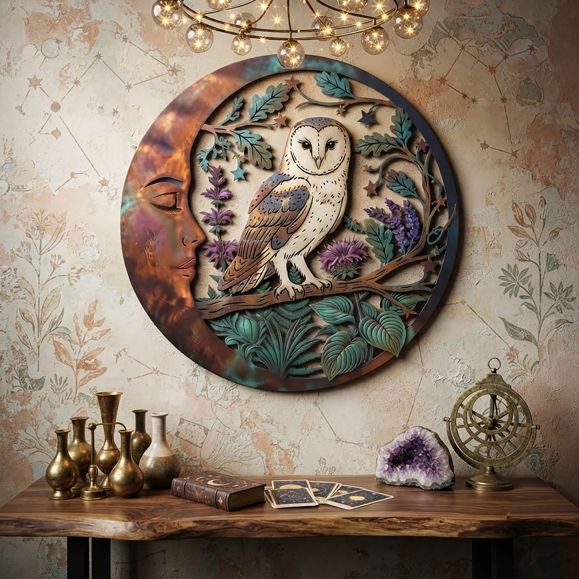 Barn Owl Moon Metal Wall Art