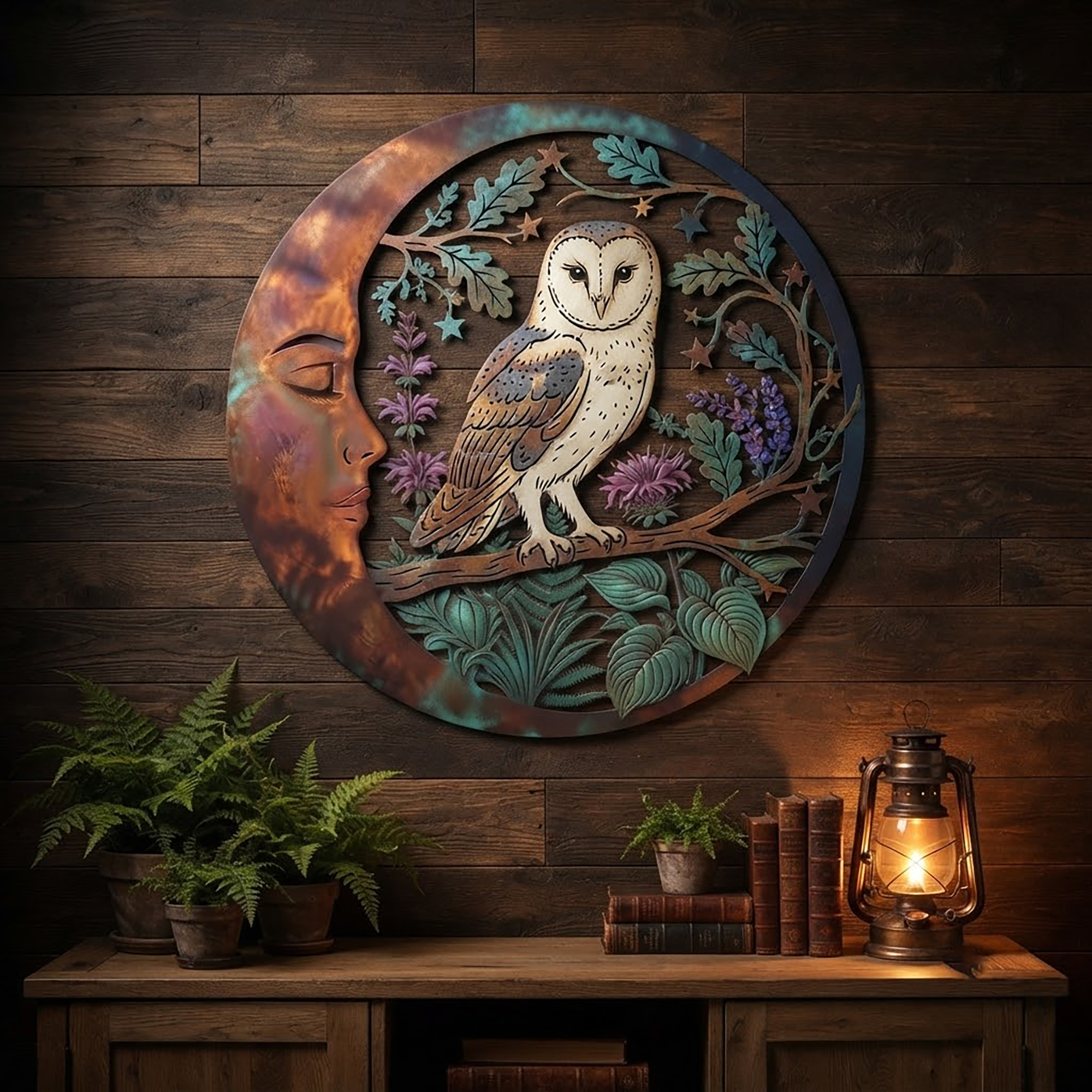 Barn Owl Moon Metal Wall Art - product view 2