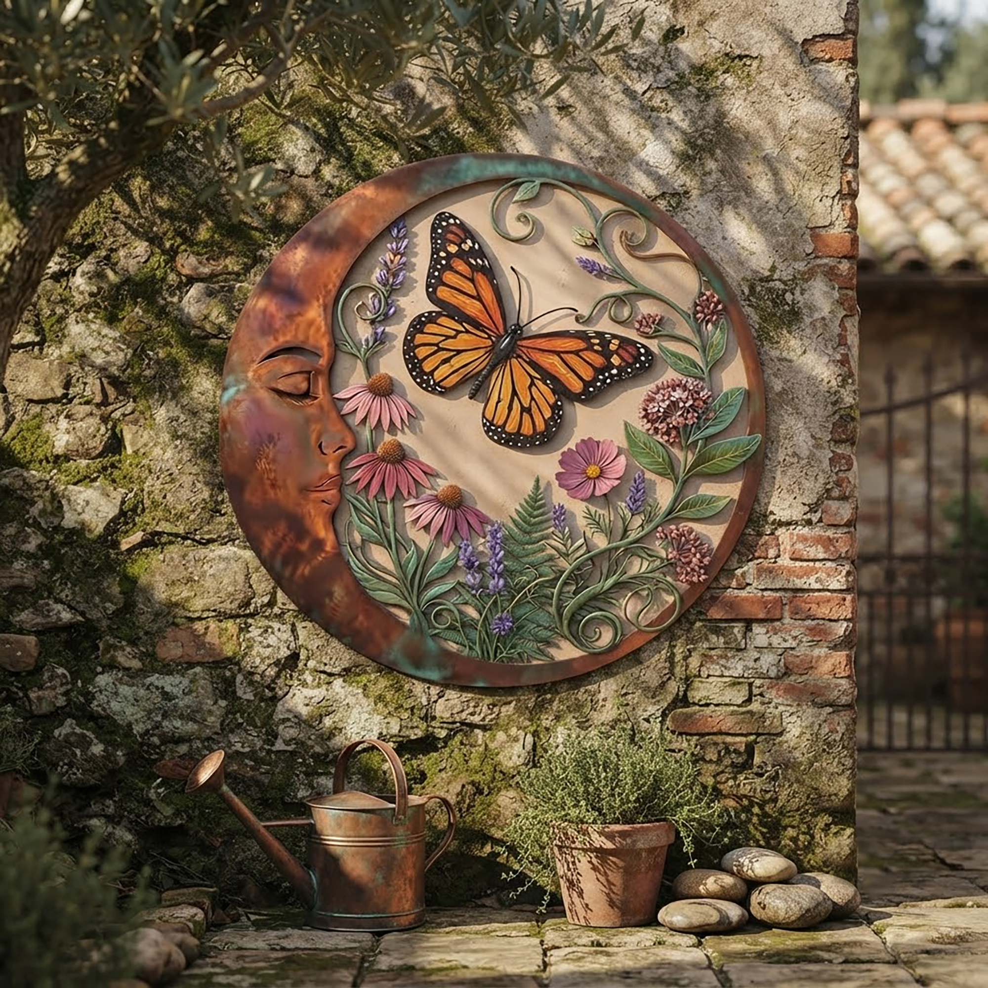 Monarch Butterfly Moon Metal Wall Art - product view 2