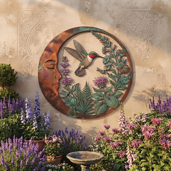 Hummingbird Moon Metal Wall Art