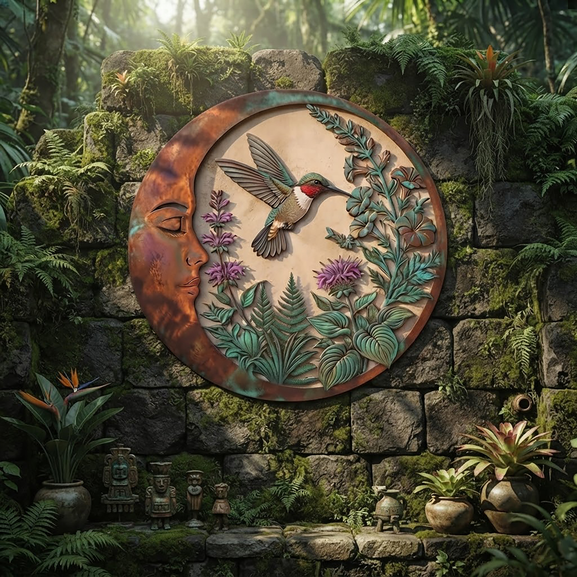 Hummingbird Moon Metal Wall Art - product view 2