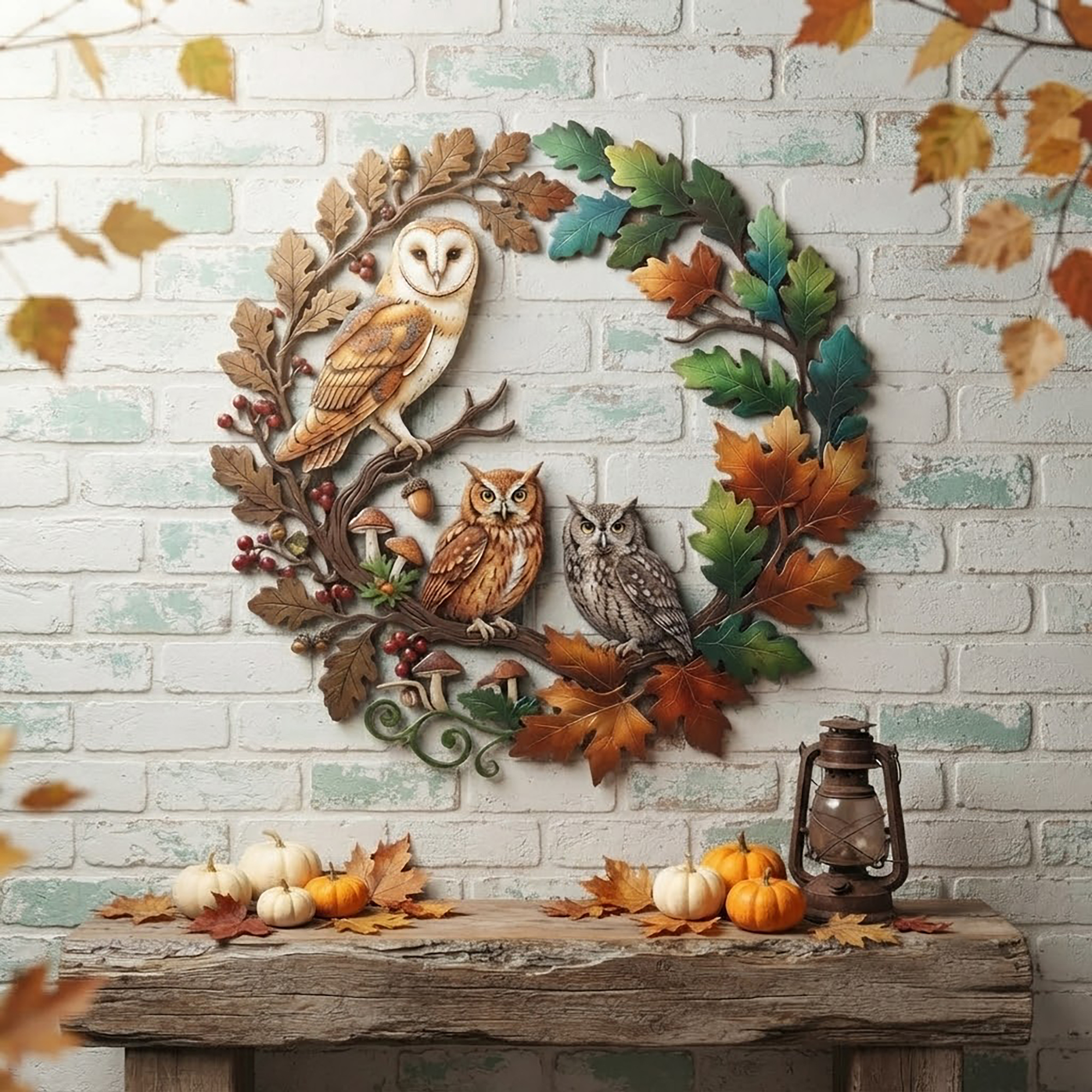 Owl Family Metal Wall Art