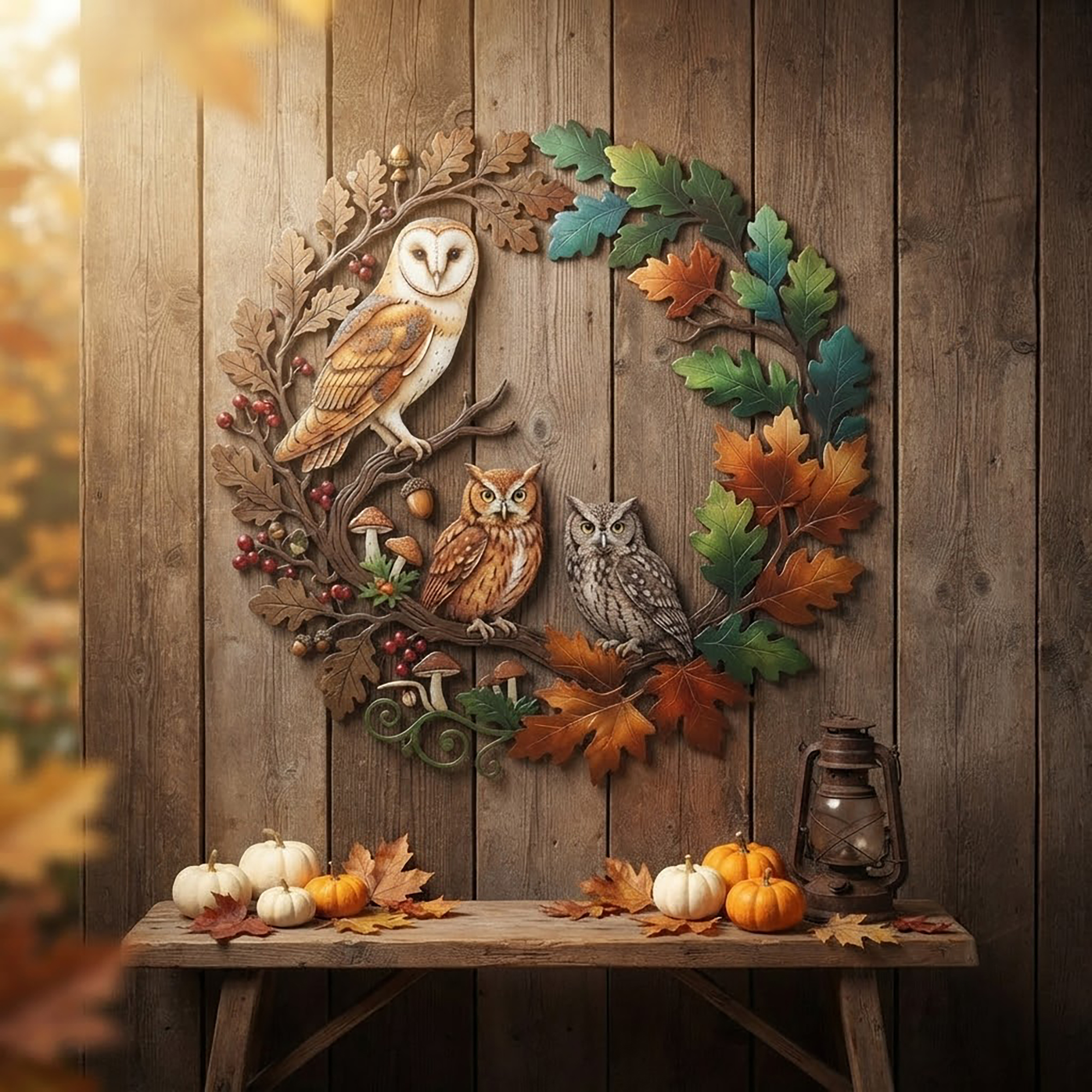 Owl Family Metal Wall Art - product view 2
