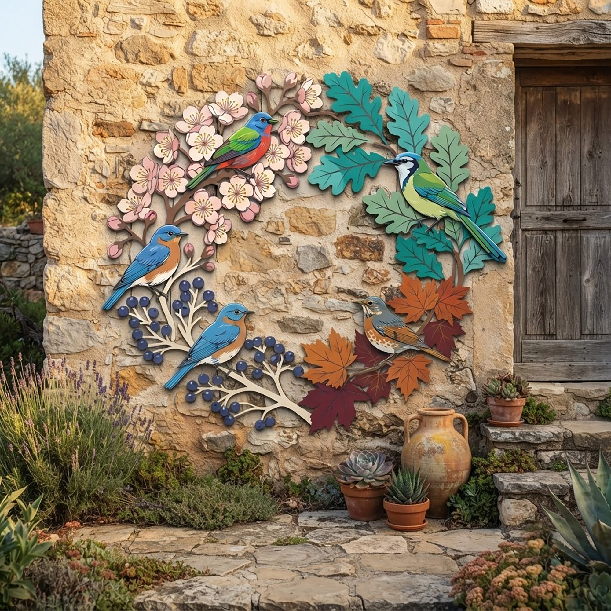 Four Seasons Bird Metal Wall Art - product view 2