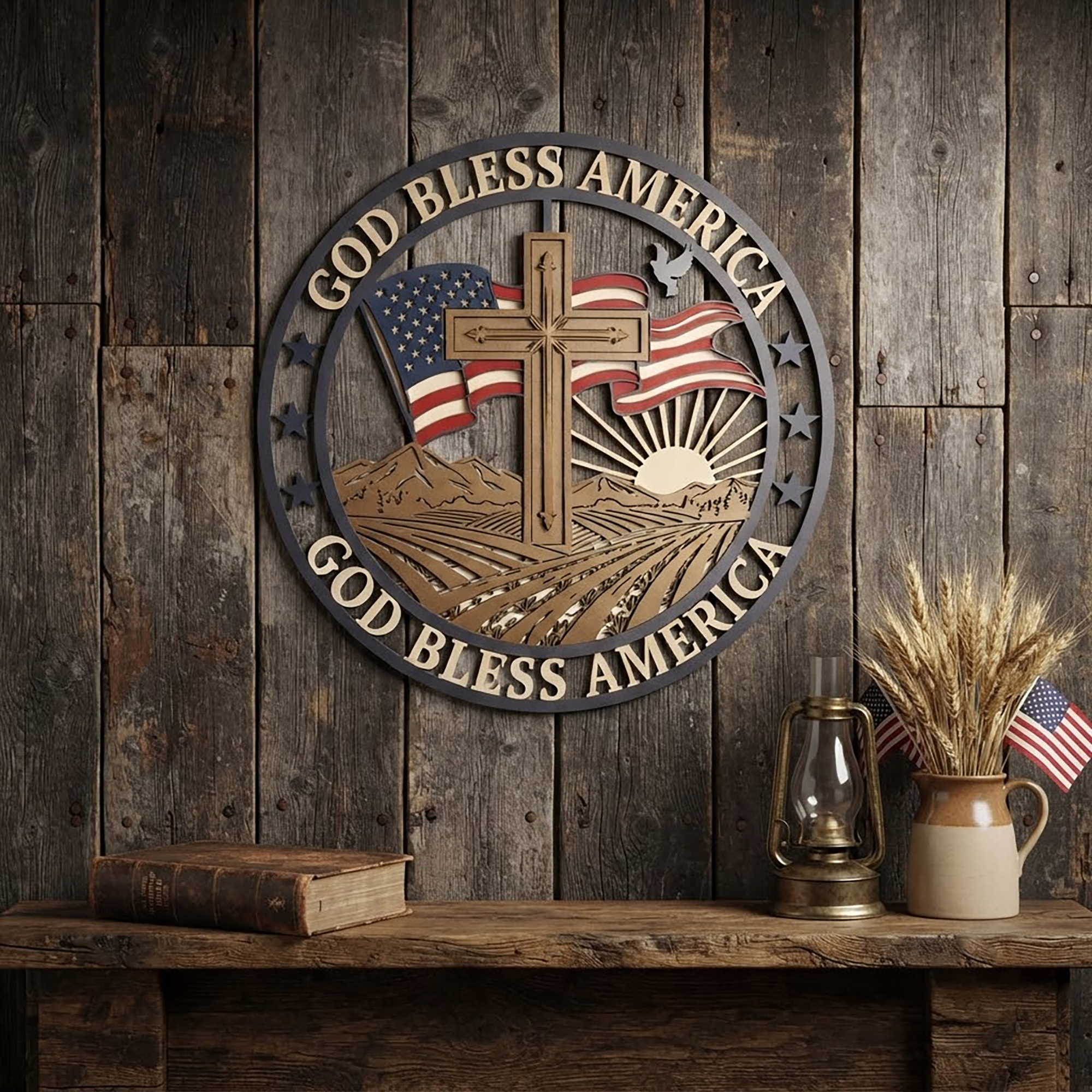 God Bless America Metal Wall Art - product view 2
