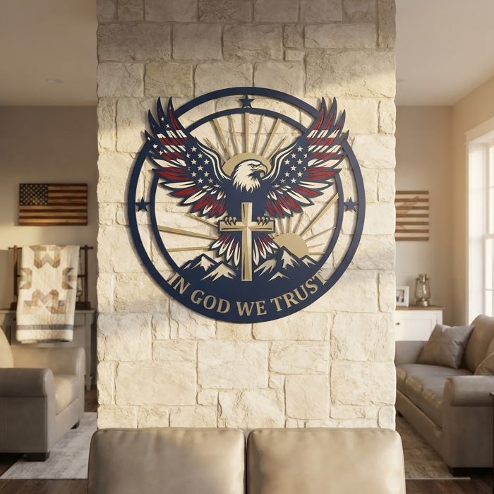 In God We Trust Eagle Metal Wall Art