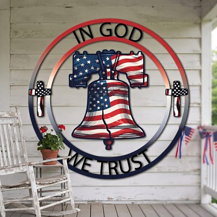 In God We Trust Liberty Bell Metal Wall Art