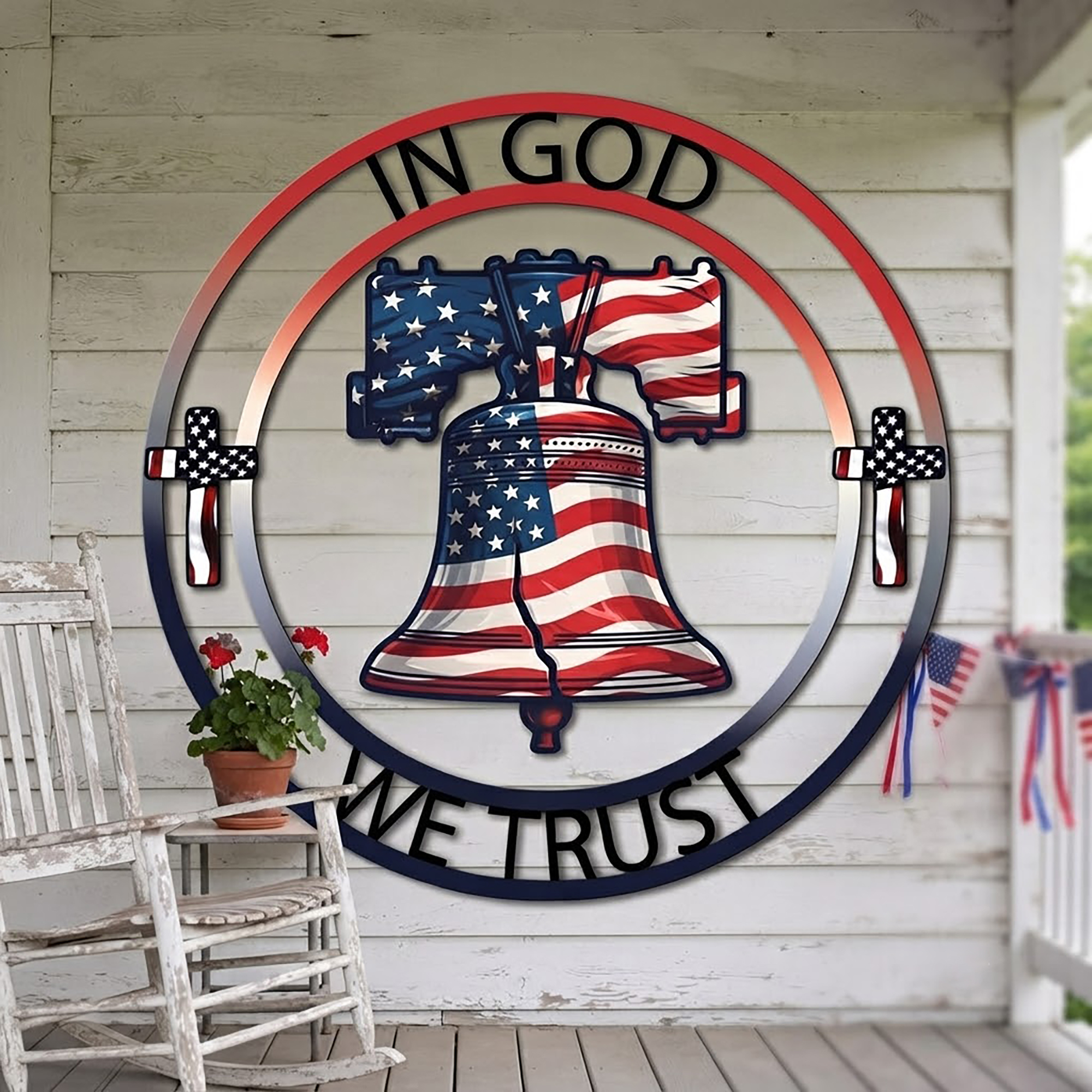In God We Trust Liberty Bell Metal Wall Art