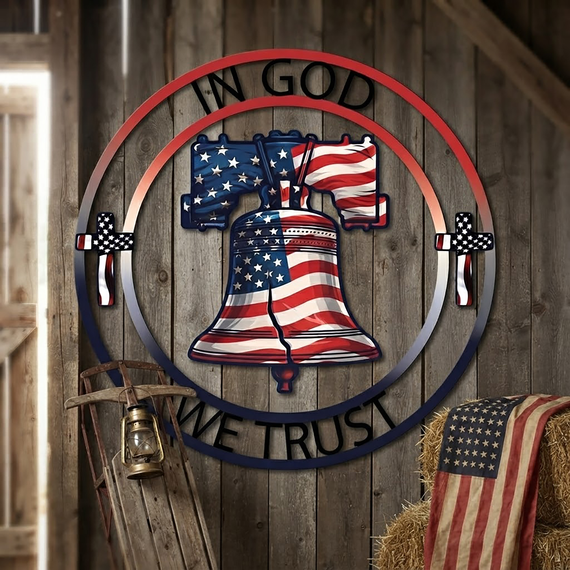 In God We Trust Liberty Bell Metal Wall Art - product view 2