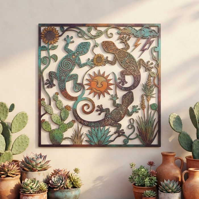 Colorful Gecko Metal Wall Art
