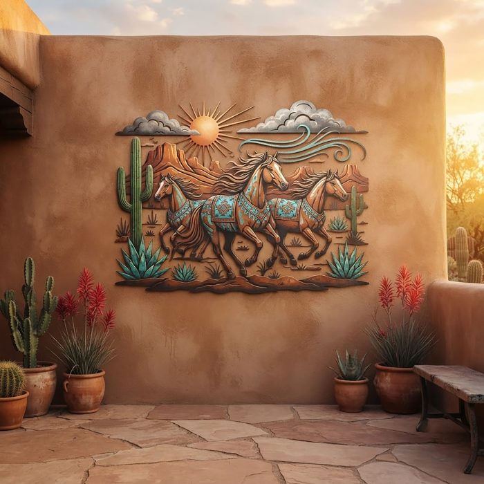 Running Horses Metal Wall Art