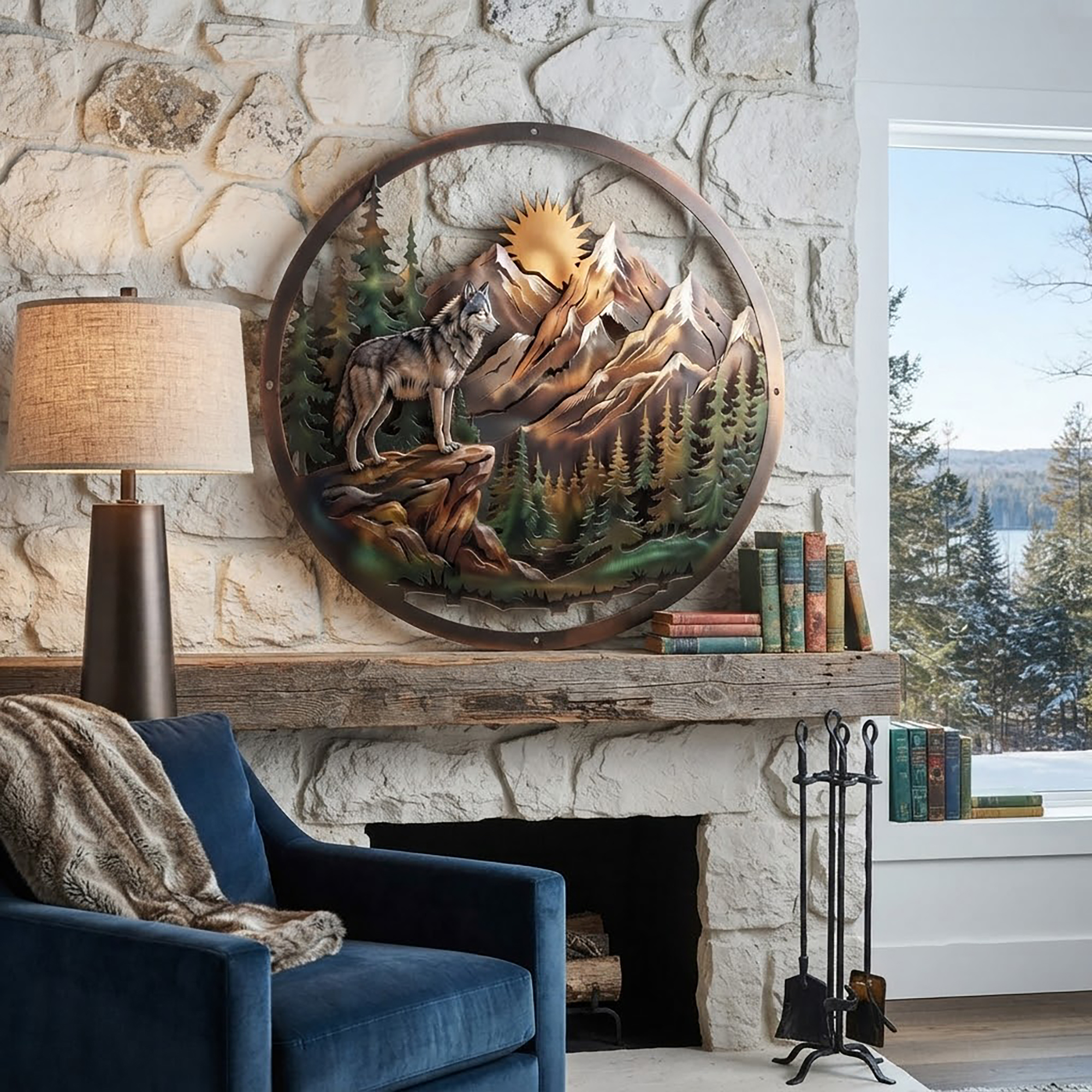 Wolf Mountain Metal Wall Art - product view 2