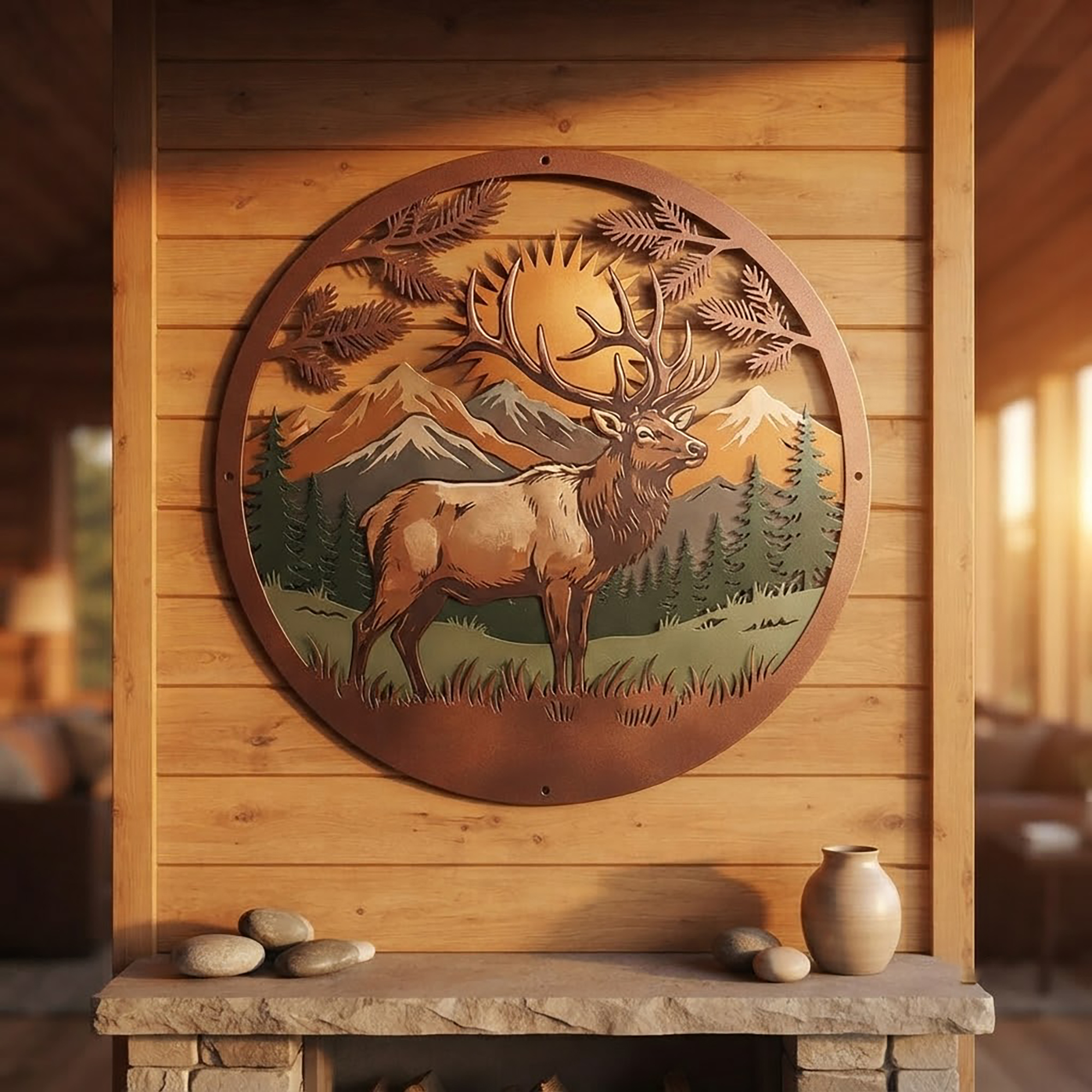 Elk Mountain Metal Wall Art