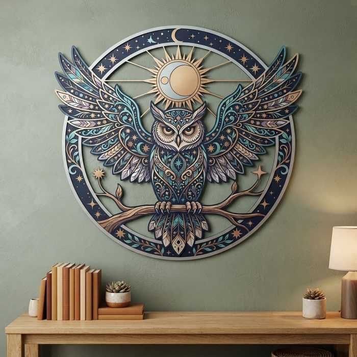 Celestial Owl Metal Wall Art