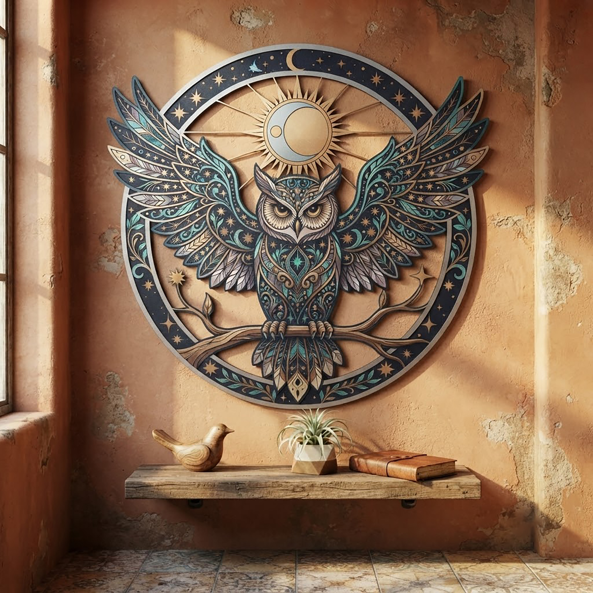 Celestial Owl Metal Wall Art - product view 2
