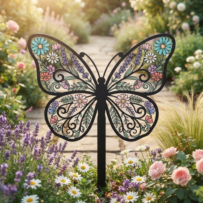 Floral Butterfly Garden Stake