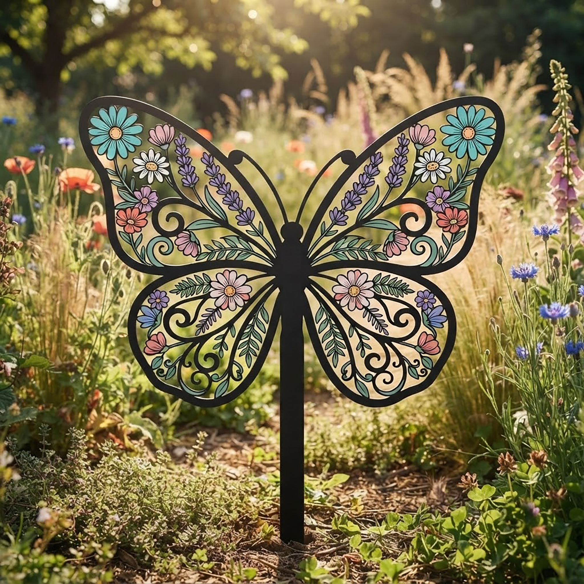 Floral Butterfly Garden Stake - product view 2