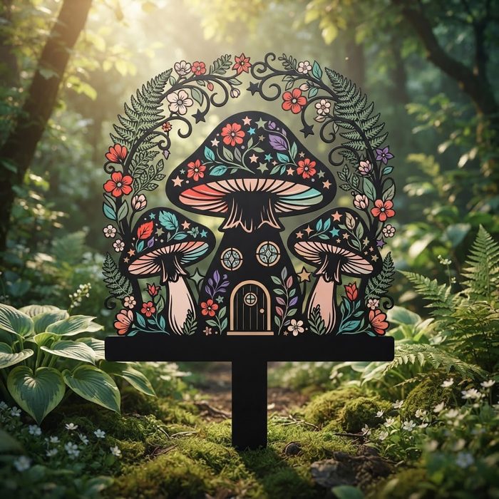Mushroom Fairy House Garden Stake