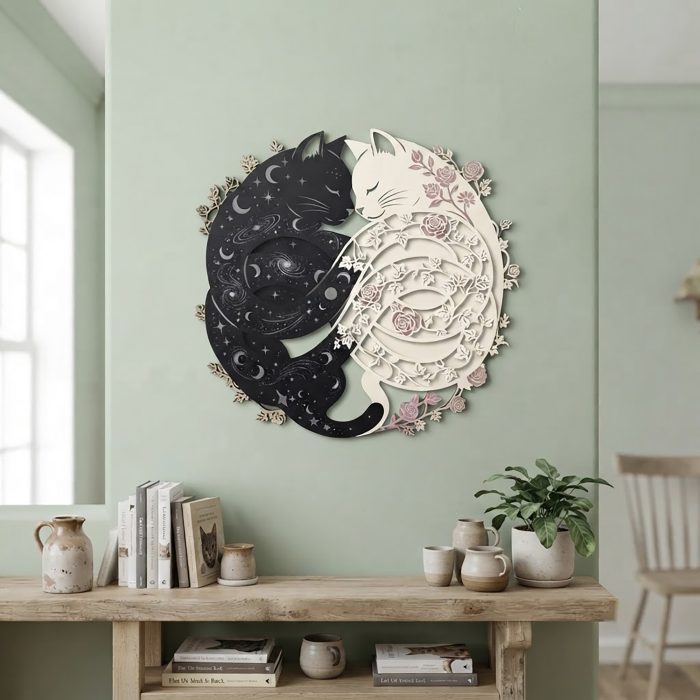 Yin Yang Cats Metal Wall Art