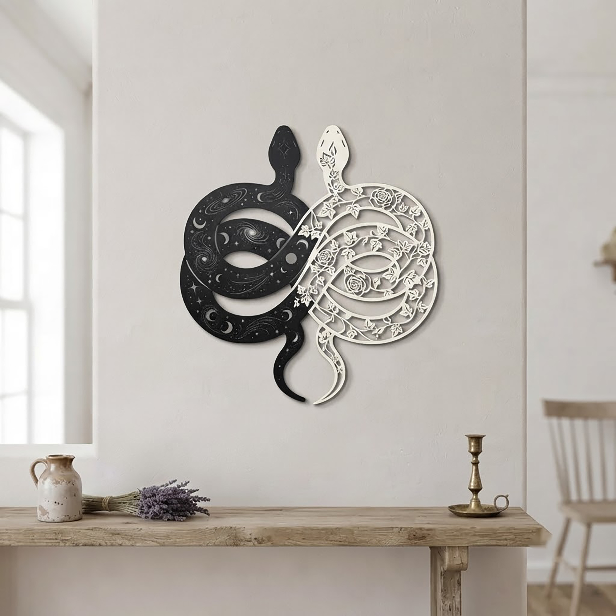 Yin Yang Snake Metal Wall Art
