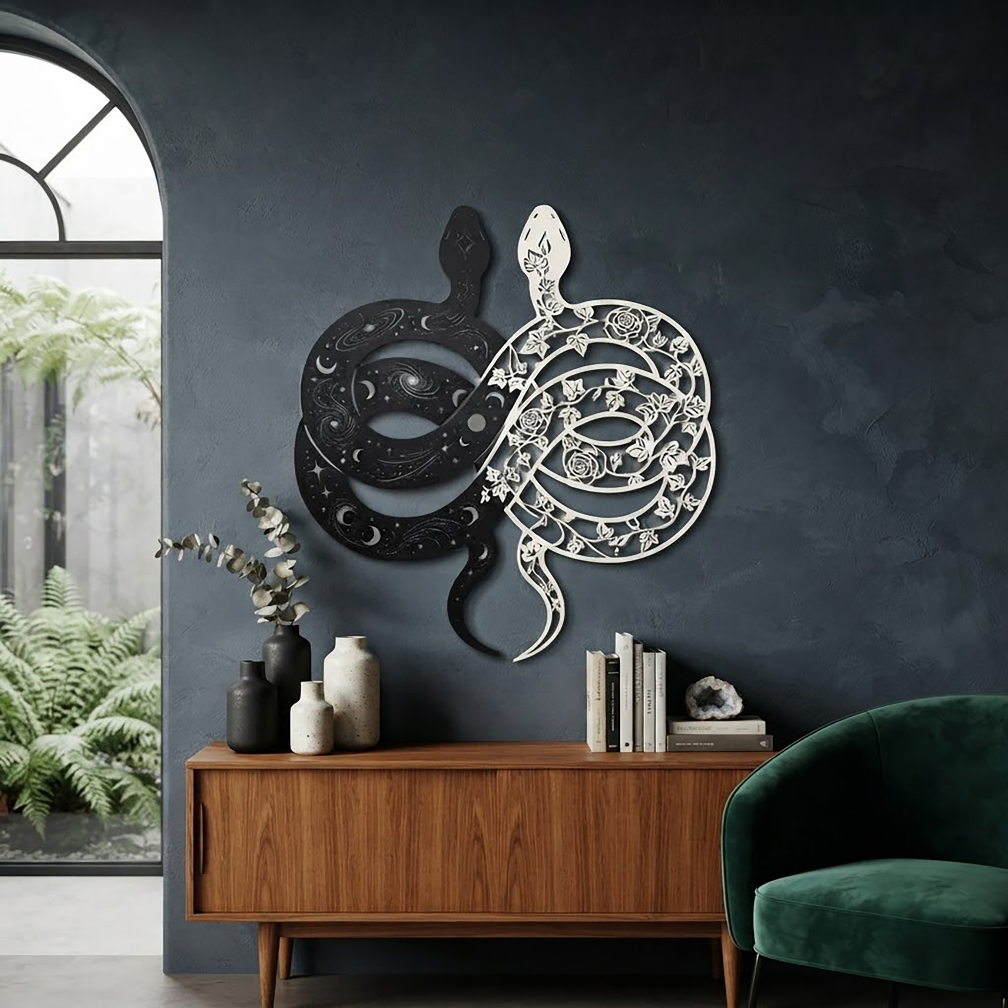 Yin Yang Snake Metal Wall Art - product view 2