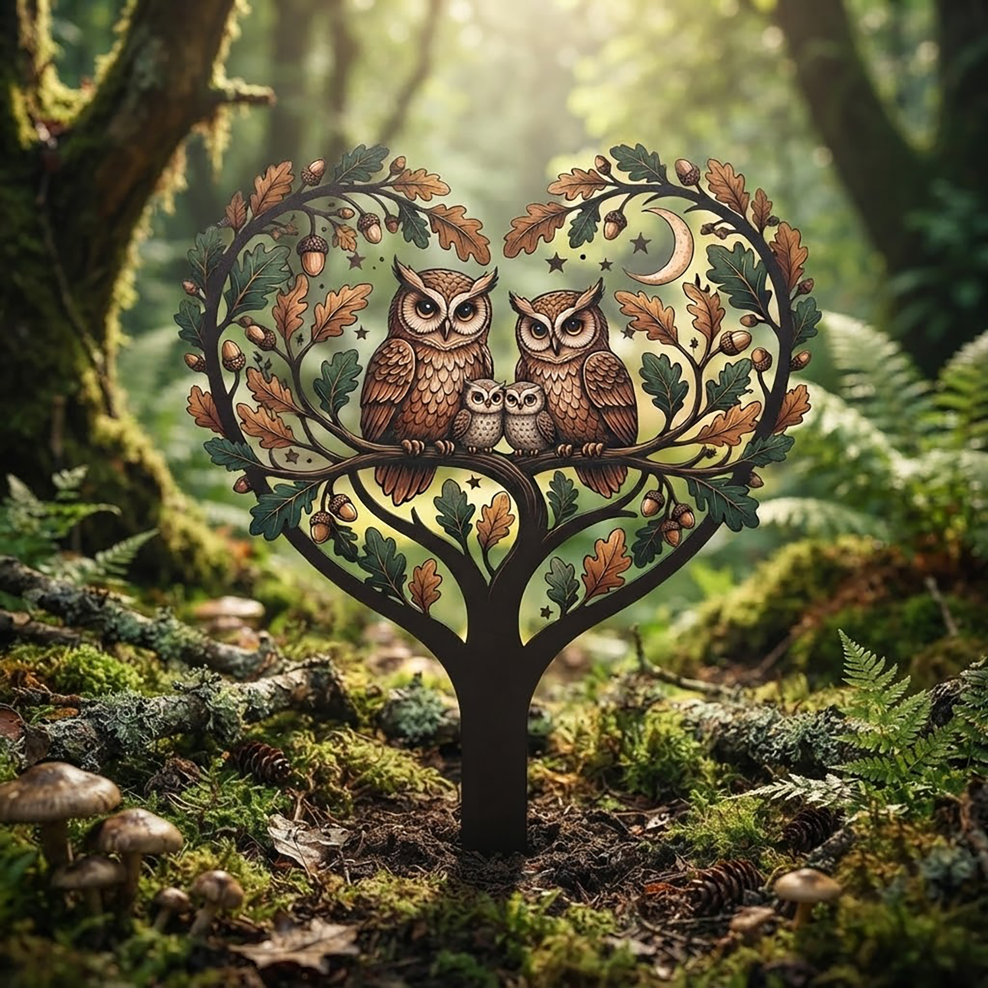 Owl Family Garden Stake - product view 2