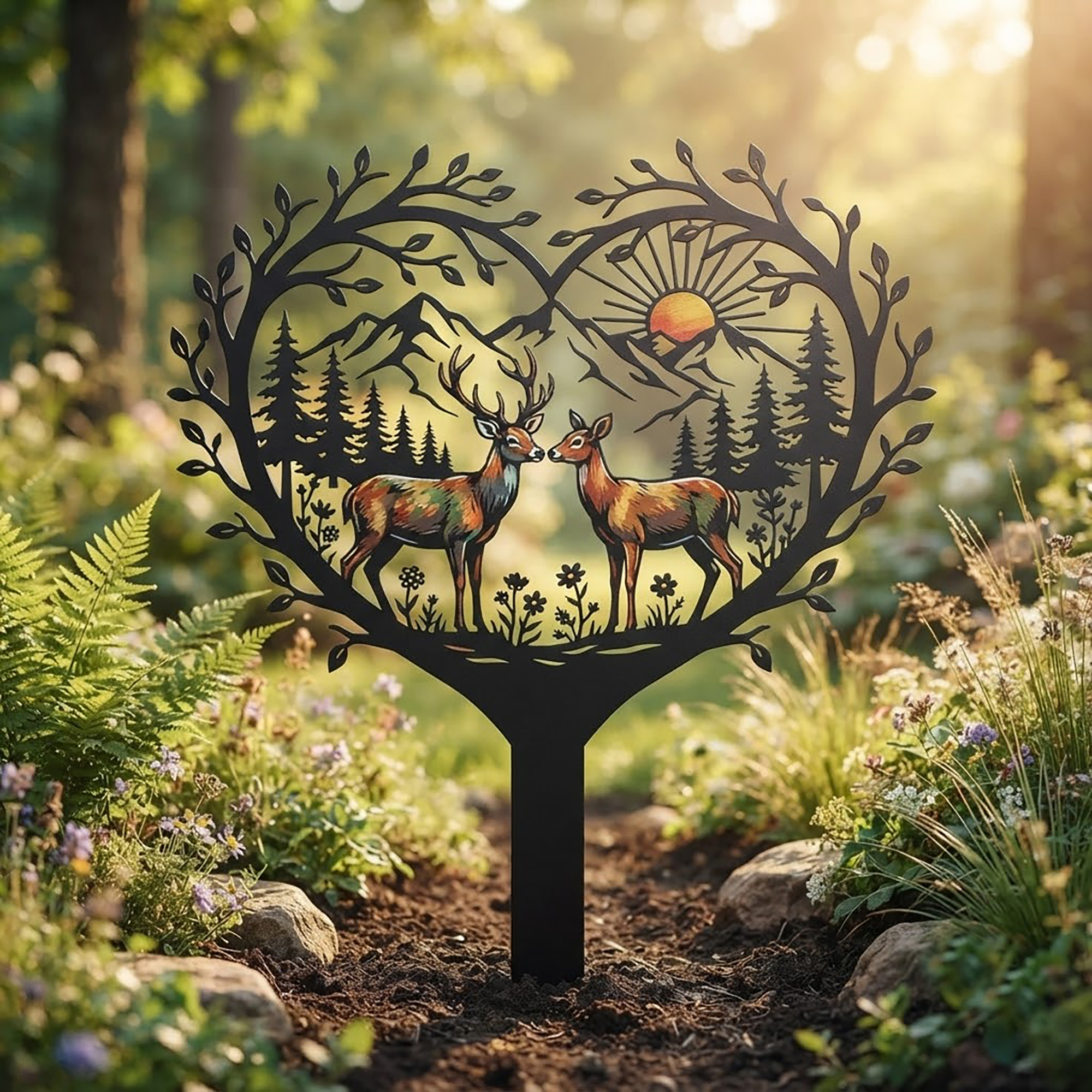 Deer Couple Garden Stake