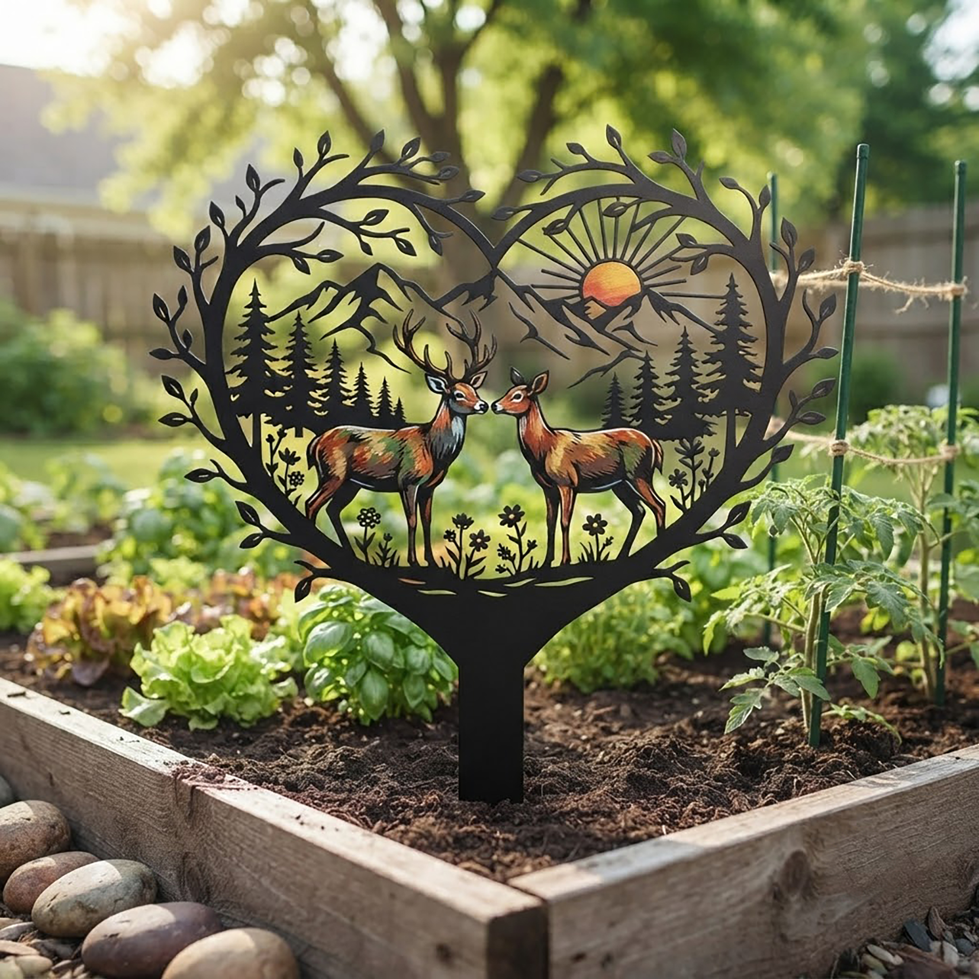 Deer Couple Garden Stake - product view 2